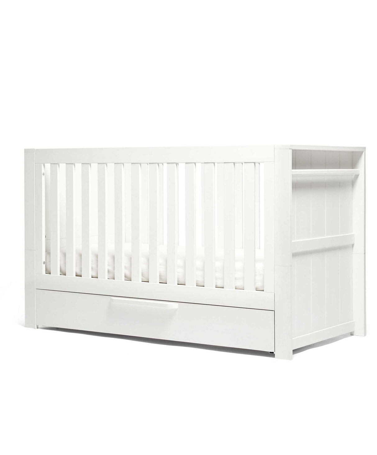 Mamas & Papas Franklin 3 Piece Nursery Furniture Set with Cot Bed, Dresser and Wardrobe - White Wash