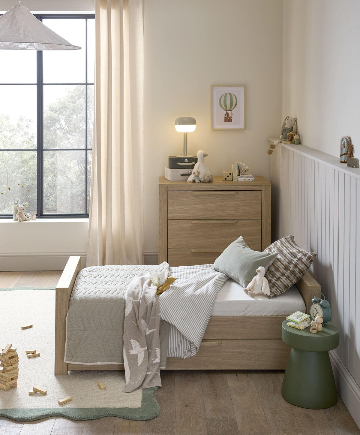 Mamas & Papas Franklin 3 Piece Nursery Furniture Set with Cot Bed, Dresser and Wardrobe - Oak