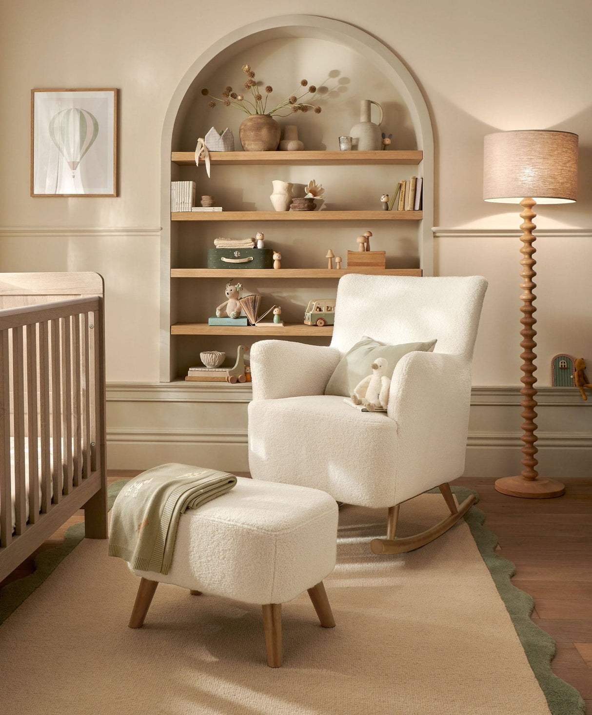 Mamas & Papas Elwood Nursing Chair with Footstool - Off White Boucle