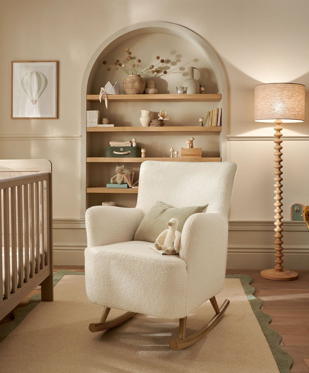 Mamas & Papas Elwood Nursing Chair with Footstool - Off White Boucle