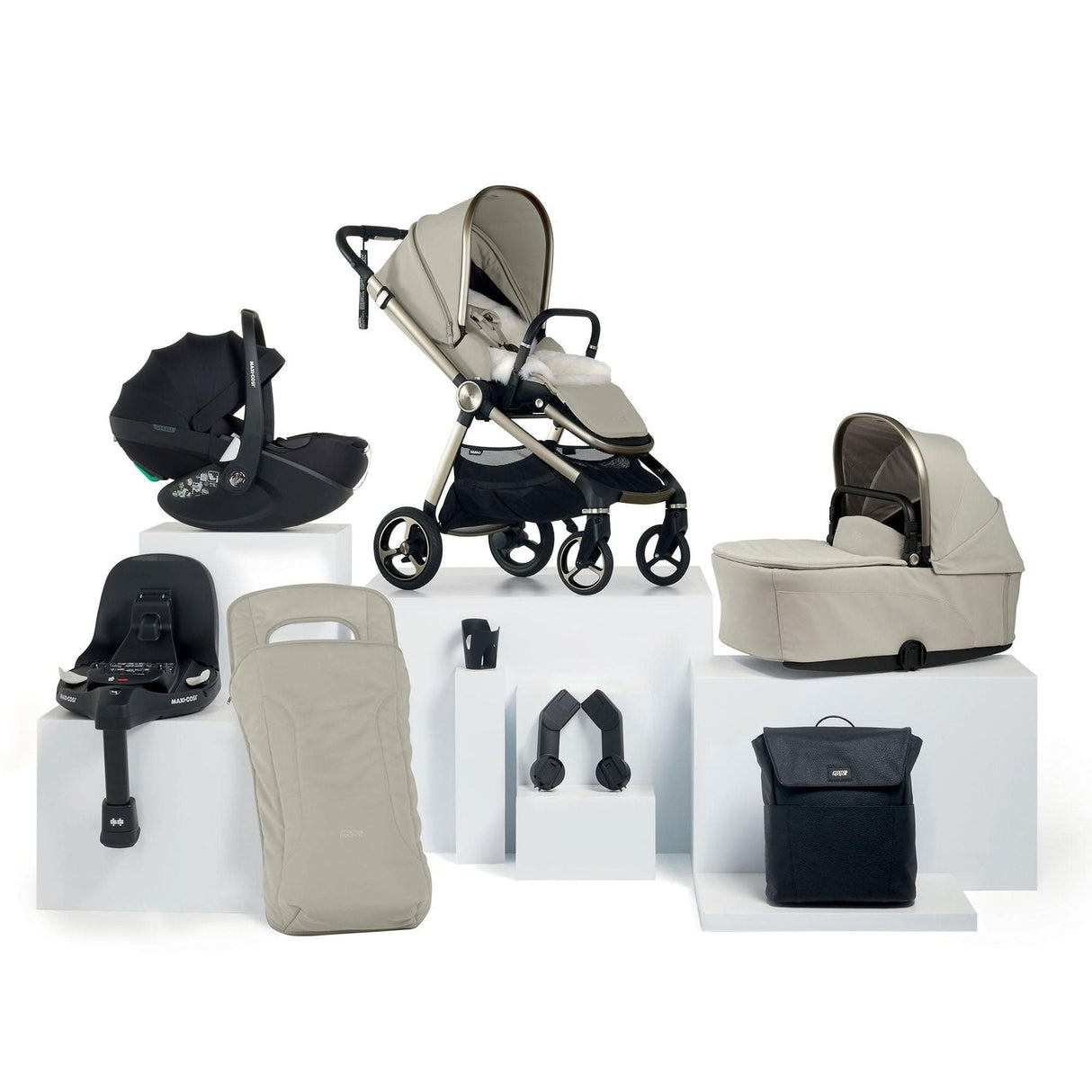 Mamas & Papas Vardo Travel System with Accessories, Maxi Cosi Pebble Pro2 and ISOFIX Base - Shell