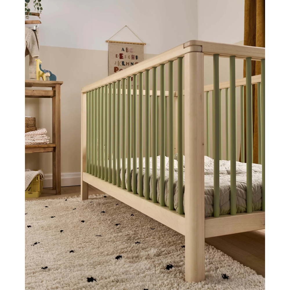 Mamas & Papas Solo Cot Bed - Moss Green / Natural