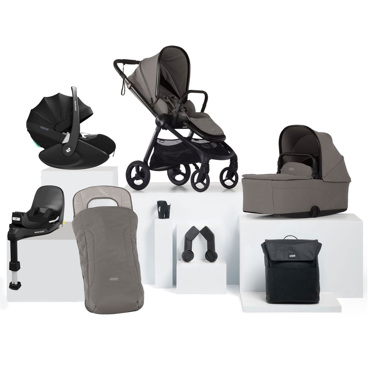 Mamas & Papas Vardo Travel System with Accessories, Maxi Cosi Pebble Pro2 and ISOFIX Base - Storm