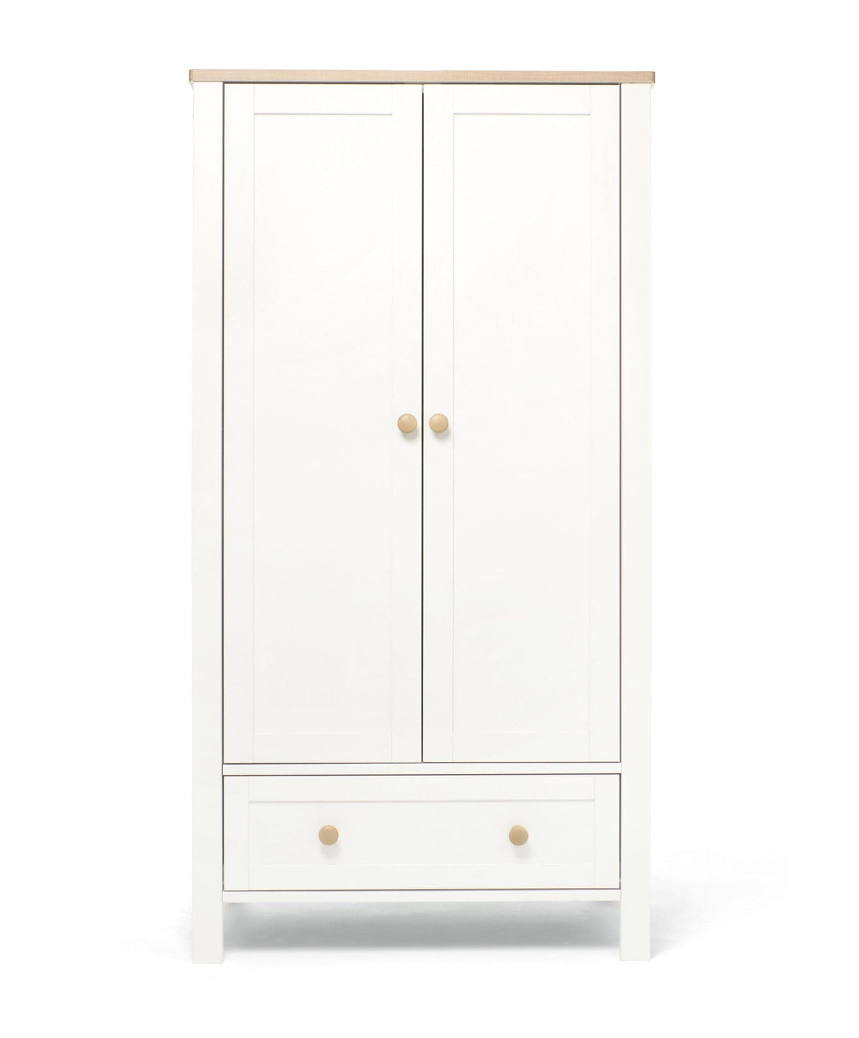 Mamas & Papas Wedmore 3 Piece Nursery Furniture Set with Cot Bed, Dresser and Wardrobe - White/Oak