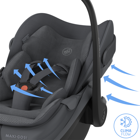 Maxi Cosi Fame 2026 Premium Family XL Travel System with Pebble Slide Pro Car Seat, Pearl XL Car Seat & Slide Pro Base - Moon Graphite 24