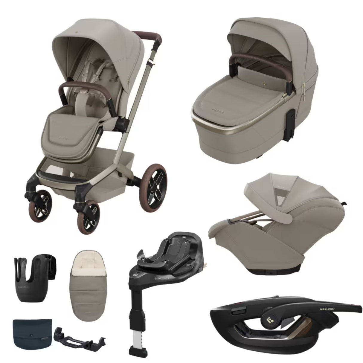 Maxi Cosi Fame 2026 Ultimate Travel System with Coral Slide Pro & Slide Pro Base - Sapphire Sand 1