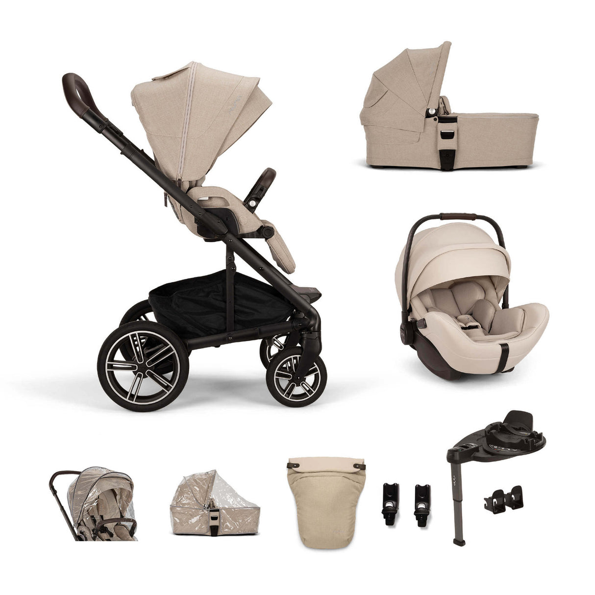 Nuna Mixx Next Travel System with ARRA Flex Car Seat & Curv ISOFIX Base - Biscotti