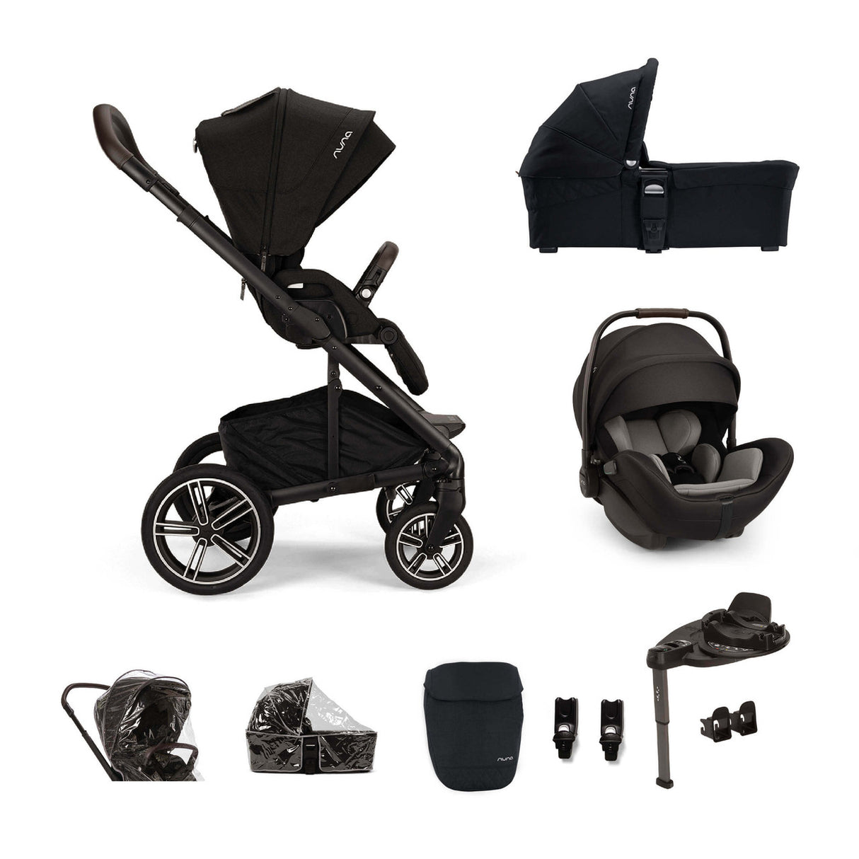 Nuna Mixx Next Travel System with ARRA Flex Car Seat & Curv ISOFIX Base - Caviar