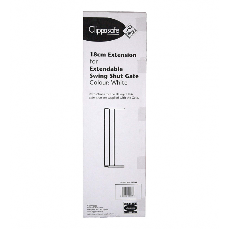 Clippasafe Swing Shut Gate 18cm Extension – White