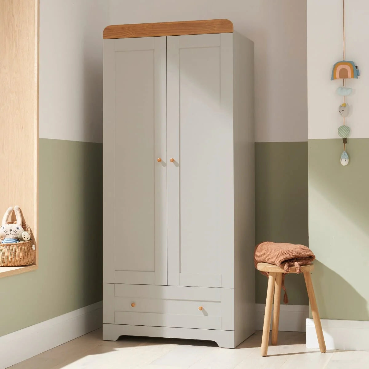 Tutti Bambini Rio Wardrobe - Dove Grey & Honey Oak