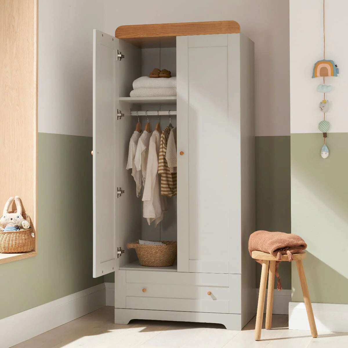 Tutti Bambini Rio Wardrobe - Dove Grey & Honey Oak