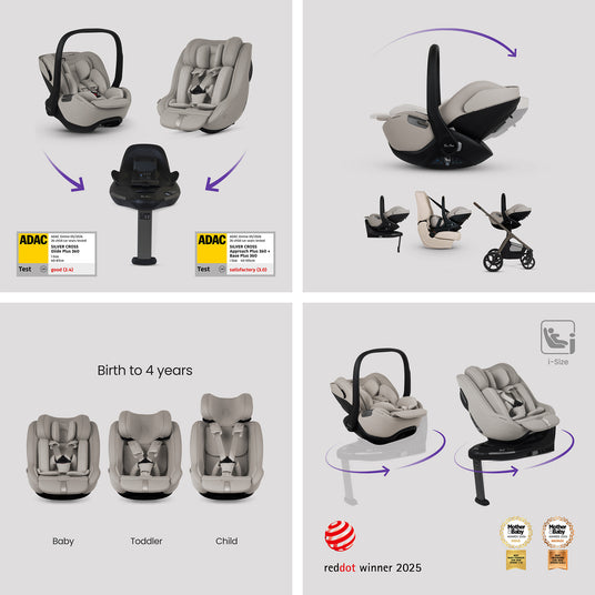 Silver Cross Cove 2 Ultimate Family Bundle inc Glide Car Seat, Approach Car Seat & Base Plus - Champagne 9