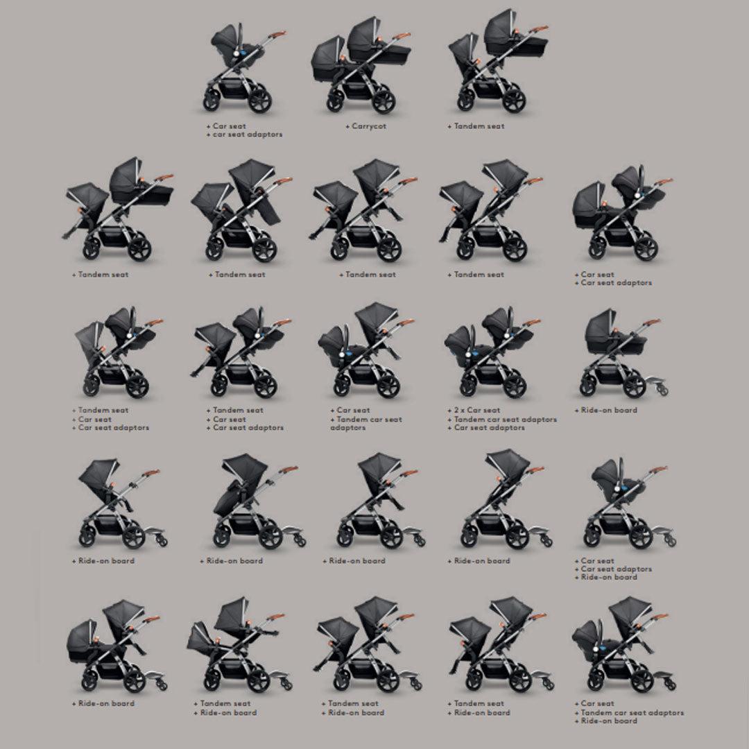 Silver Cross Wave 3 Single to Double Travel System with Dream Car Seat and Motion 2 360 Car Seat - Lunar