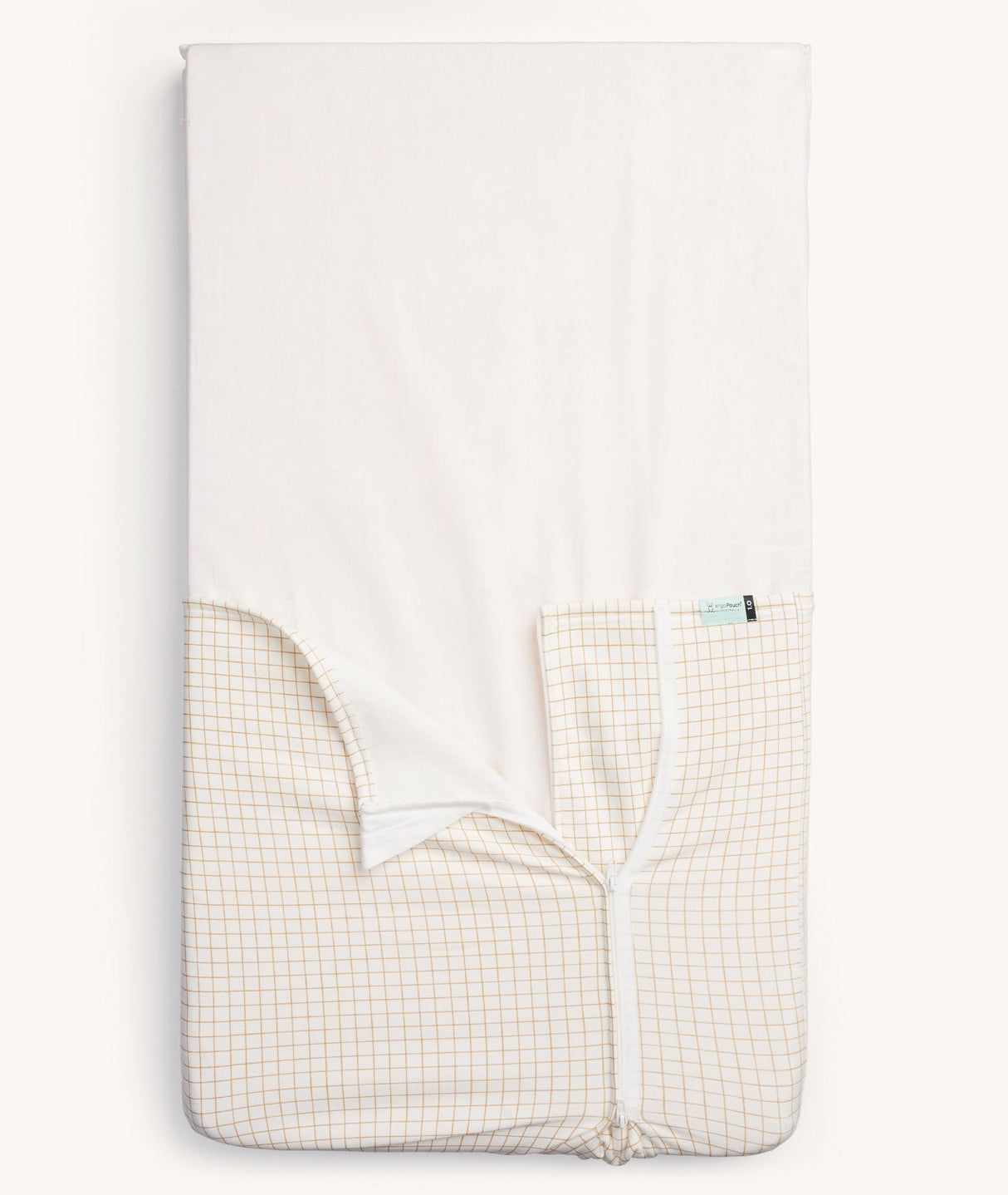 ergoPouch Organic Crib All Year/Winter HugMe Blanket | 1.0-2.5 Tog - Caramel Grid