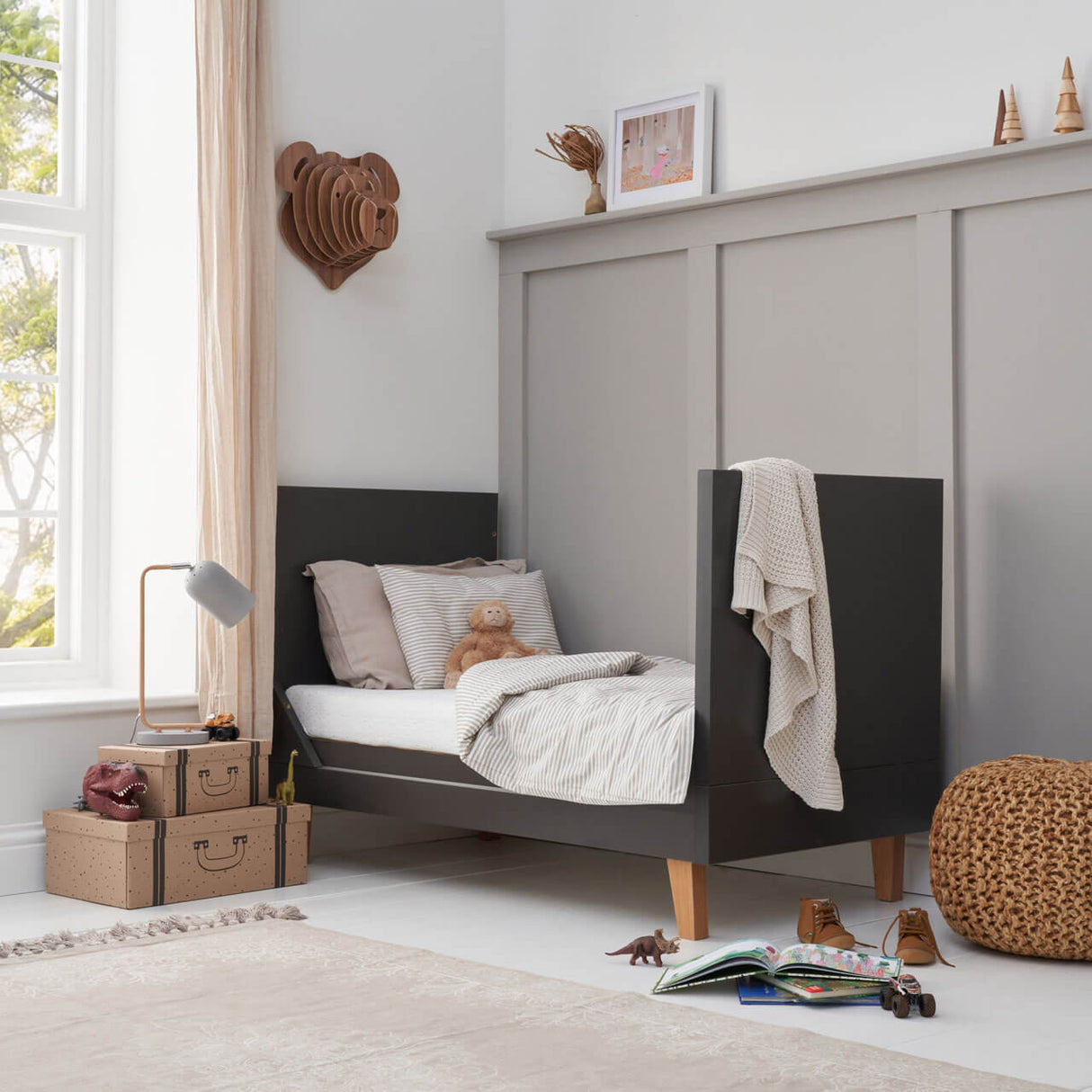 Tutti Bambini Como Cot Bed - Slate Grey / Rosewood