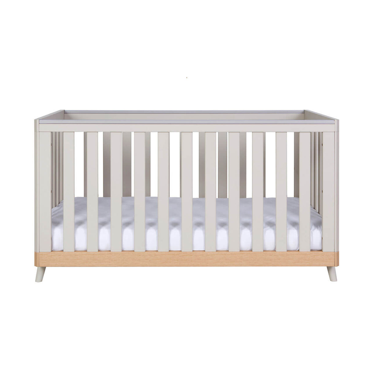 Tutti Bambini Hygge 3 Piece Nursery Furniture Set with Cot Bed, Dresser & Wardrobe - Light Oak / White Sand