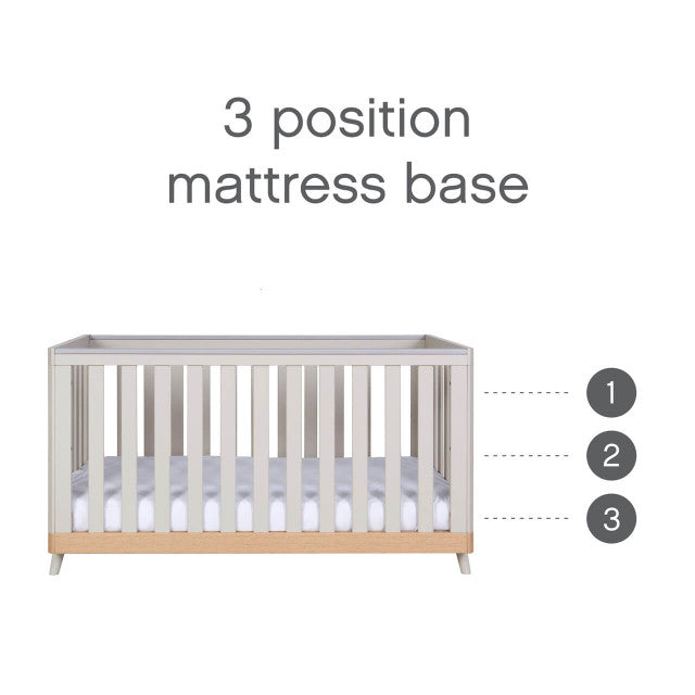 Tutti Bambini Hygge 3 Piece Nursery Furniture Set with Cot Bed, Dresser & Wardrobe - Light Oak / White Sand