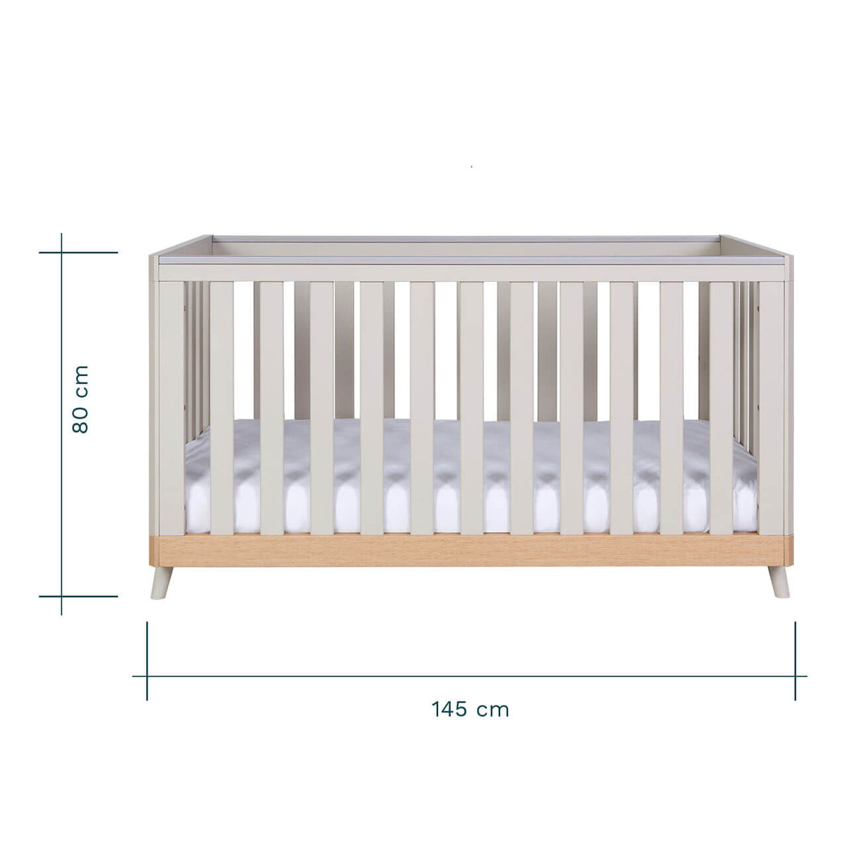 Tutti Bambini Hygge 3 Piece Nursery Furniture Set with Cot Bed, Dresser & Wardrobe - Light Oak / White Sand