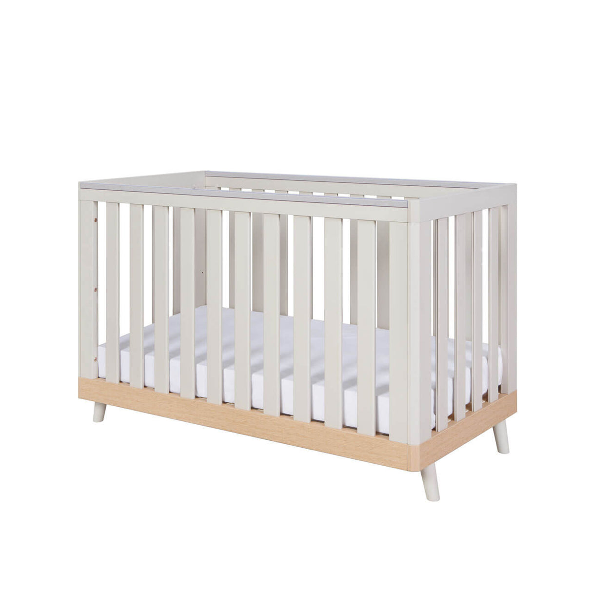 Tutti Bambini Hygge Mini Cot Bed - Light Oak/White Sand