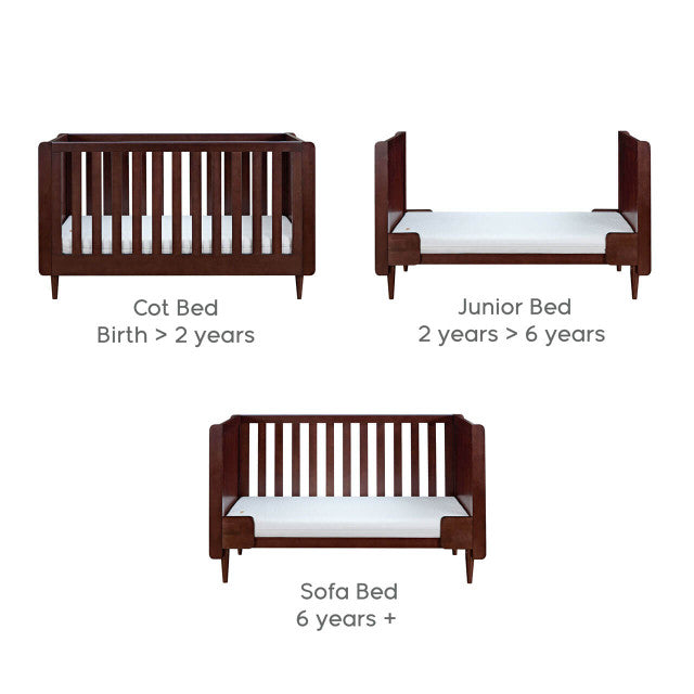 Tutti Bambini Japandi Cot Bed - Warm Walnut