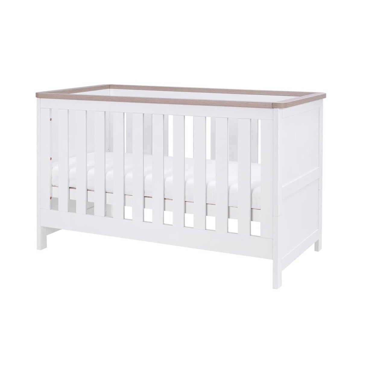 Tutti Bambini Verona 2 Piece Nursery Furniture Set with Cot Bed and Dresser - White / Oak