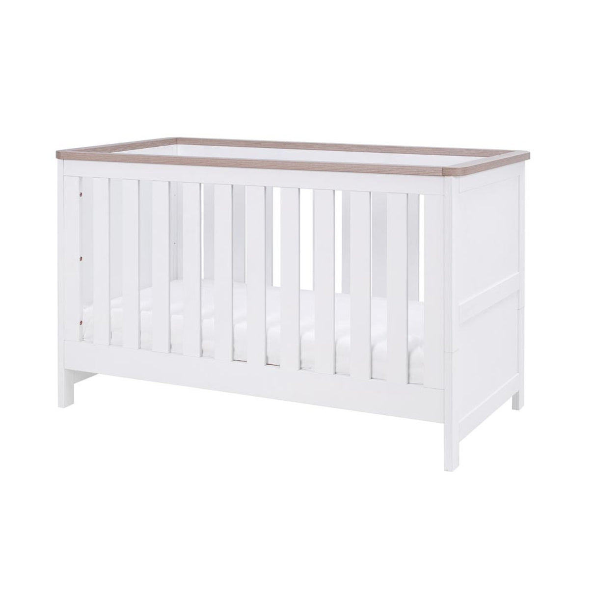 Tutti Bambini Verona 2 Piece Nursery Furniture Set with Cot Bed and Dresser - White / Oak