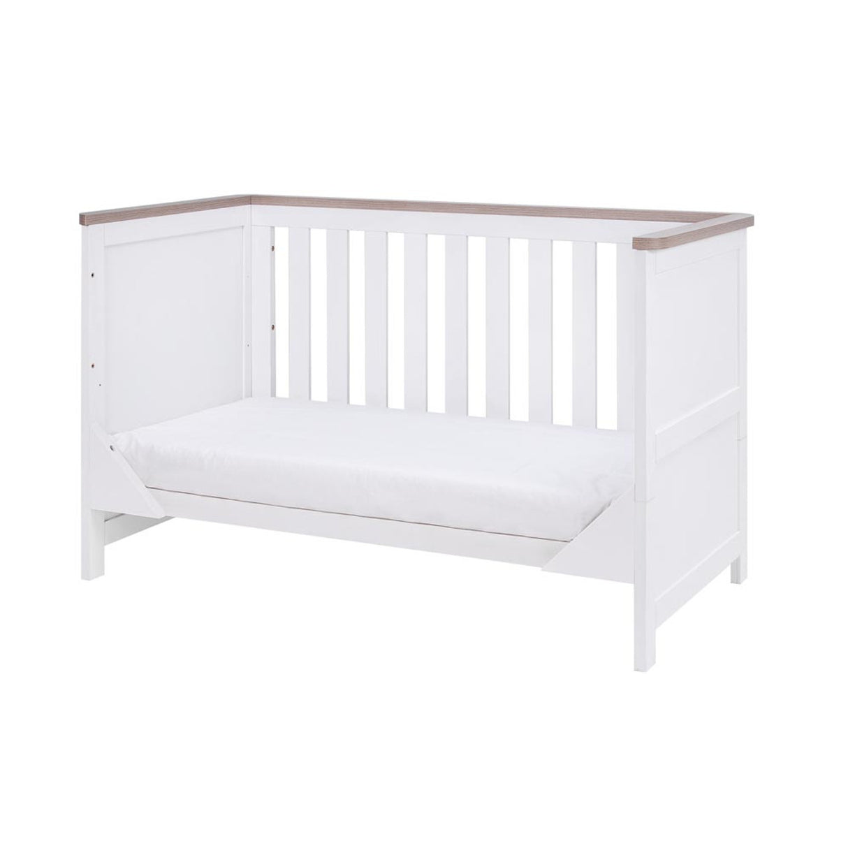 Tutti Bambini Verona 2 Piece Nursery Furniture Set with Cot Bed and Dresser - White / Oak