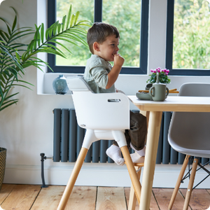 Bababing Una Highchair - White & Grey Wood