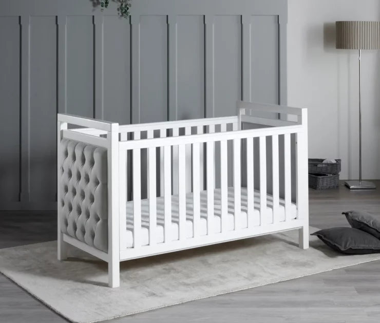 Babymore Velvet Deluxe Cot Bed - White