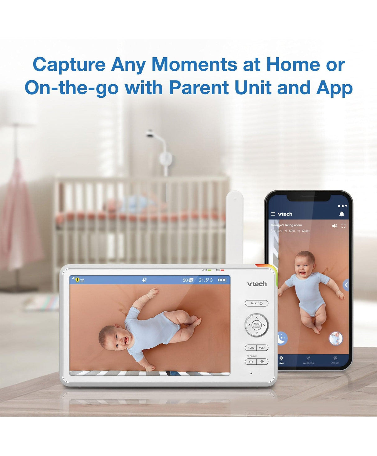 VTech RM7787HD 7″ Over-The-Crib Smart HD Video Baby Monitor