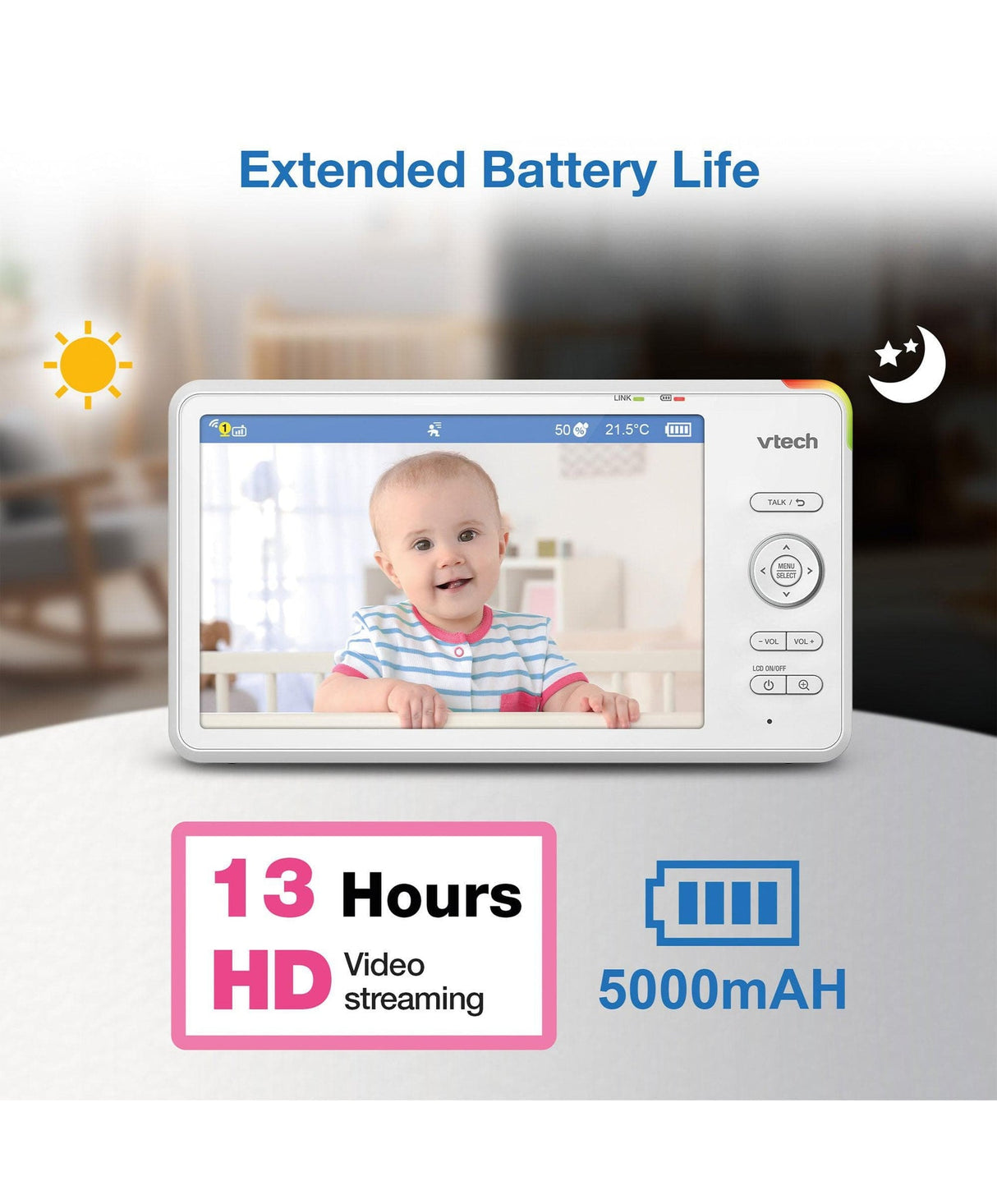 VTech RM7787HD 7″ Over-The-Crib Smart HD Video Baby Monitor
