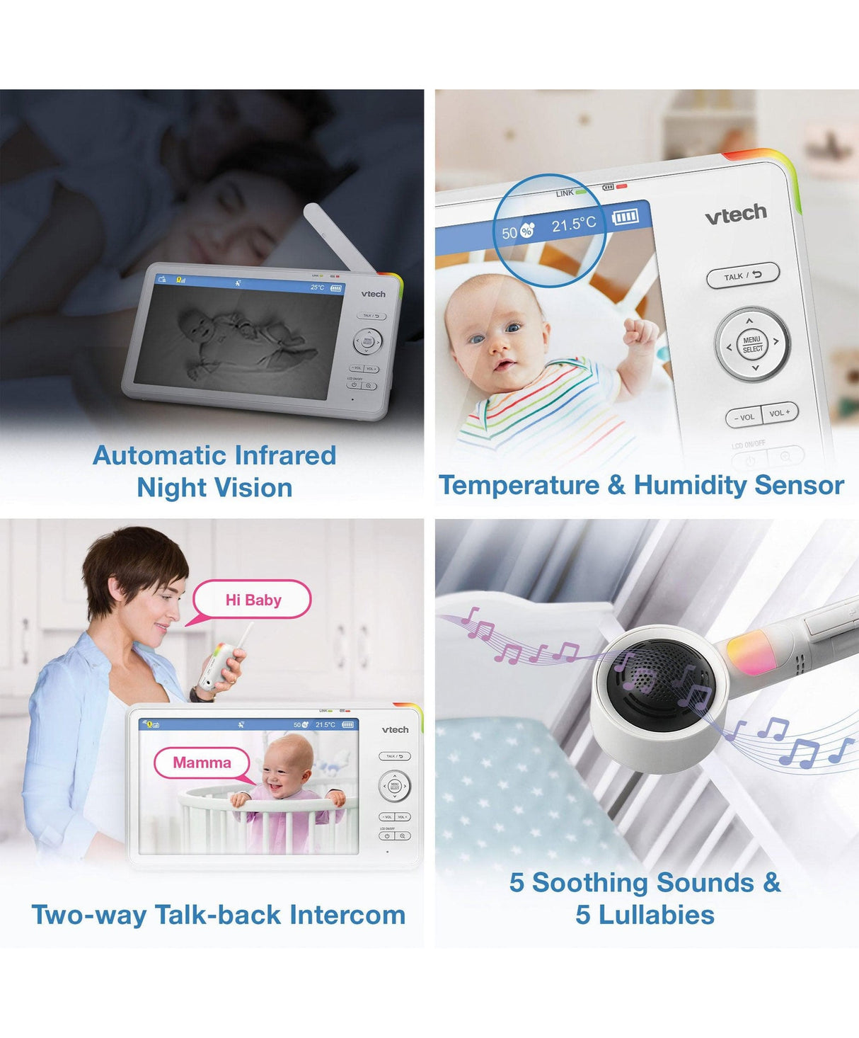 VTech RM7787HD 7″ Over-The-Crib Smart HD Video Baby Monitor