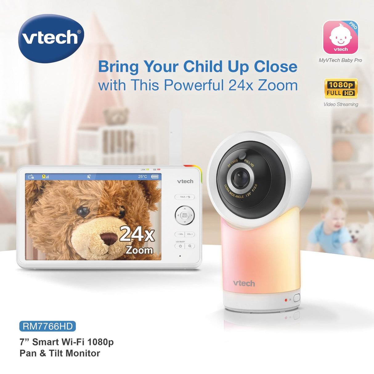 VTech RM7766HD 7" Smart Pan & Tilt Baby Monitor