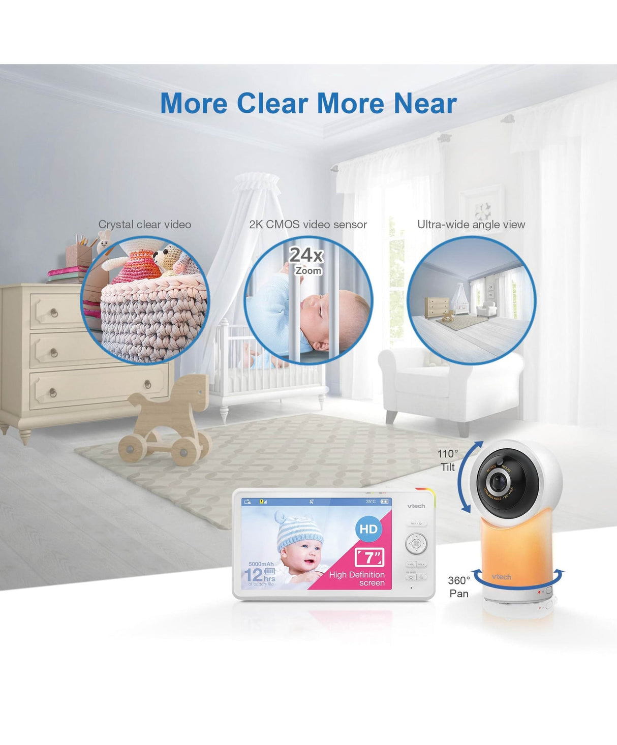 VTech RM7766HD 7" Smart Pan & Tilt Baby Monitor
