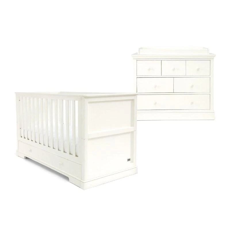 Mamas & Papas Oxford 2 Piece Nursery Furniture Set with Cot Bed and Dresser - White