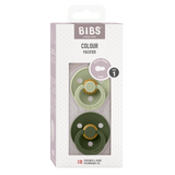 BIBS Colour Round Latex Pacifiers Size 1 – Sage & Hunter Green (2 Pack)
