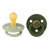 BIBS Colour Round Latex Pacifiers Size 1 – Sage & Hunter Green (2 Pack)