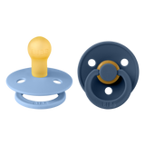 BIBS Colour Round Latex Pacifiers Size 1 – Sky Blue & Steel Blue (2 Pack)