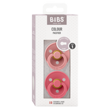 BIBS Colour Round Latex Pacifiers Size 1 – Dusty Pink & Coral (2 Pack)