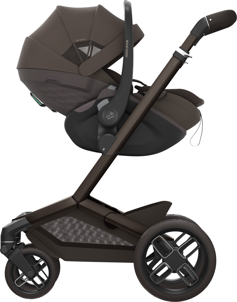 Maxi-Cosi Fame 2026 Premium Travel System with Pebble Slide Pro and Slide Pro Base - Espresso Brown