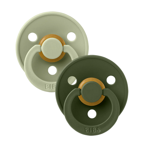 BIBS Colour Round Latex Pacifiers Size 2 – Sage & Hunter Green (2 Pack)
