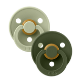 BIBS Colour Round Latex Pacifiers Size 1 – Sage & Hunter Green (2 Pack)