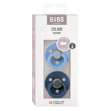 BIBS Colour Round Latex Pacifiers Size 2 – Sky Blue & Steel Blue (2 Pack)