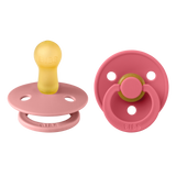 BIBS Colour Round Latex Pacifiers Size 2 – Dusty Pink & Coral (2 Pack)