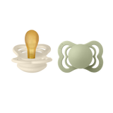BIBS Supreme Symmetrical Latex Pacifiers Size 1 – Ivory & Sage (2 Pack)