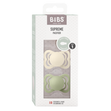 BIBS Supreme Symmetrical Latex Pacifiers Size 1 – Ivory & Sage (2 Pack)