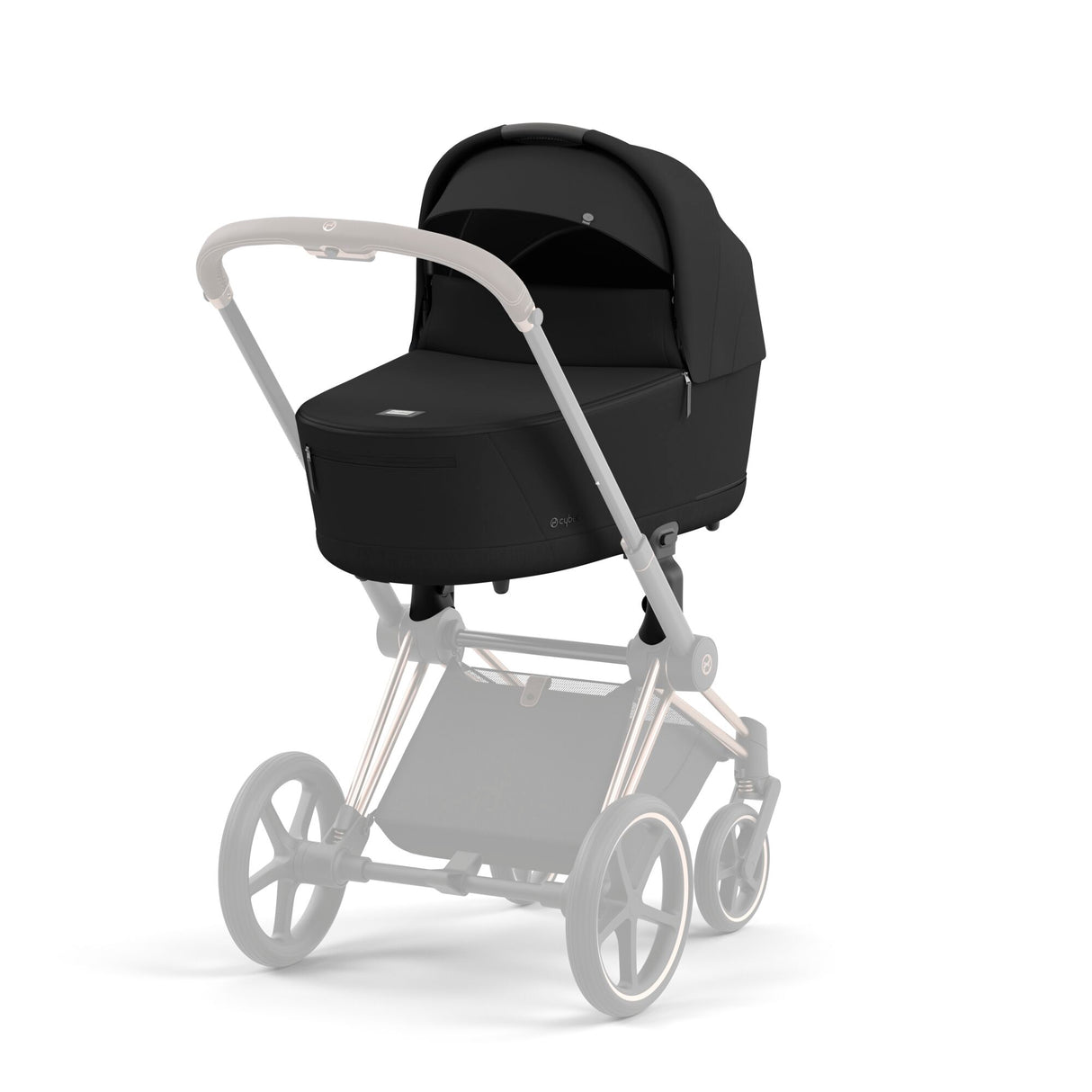 Cybex Priam Travel System with Accessories, Cloud T Car Seat & ISOFIX Base - Sepia Black / Chrome Black Frame