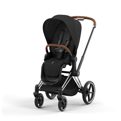 Cybex Priam Travel System with Accessories, Cloud T Car Seat & ISOFIX Base - Sepia Black / Chrome Brown Frame