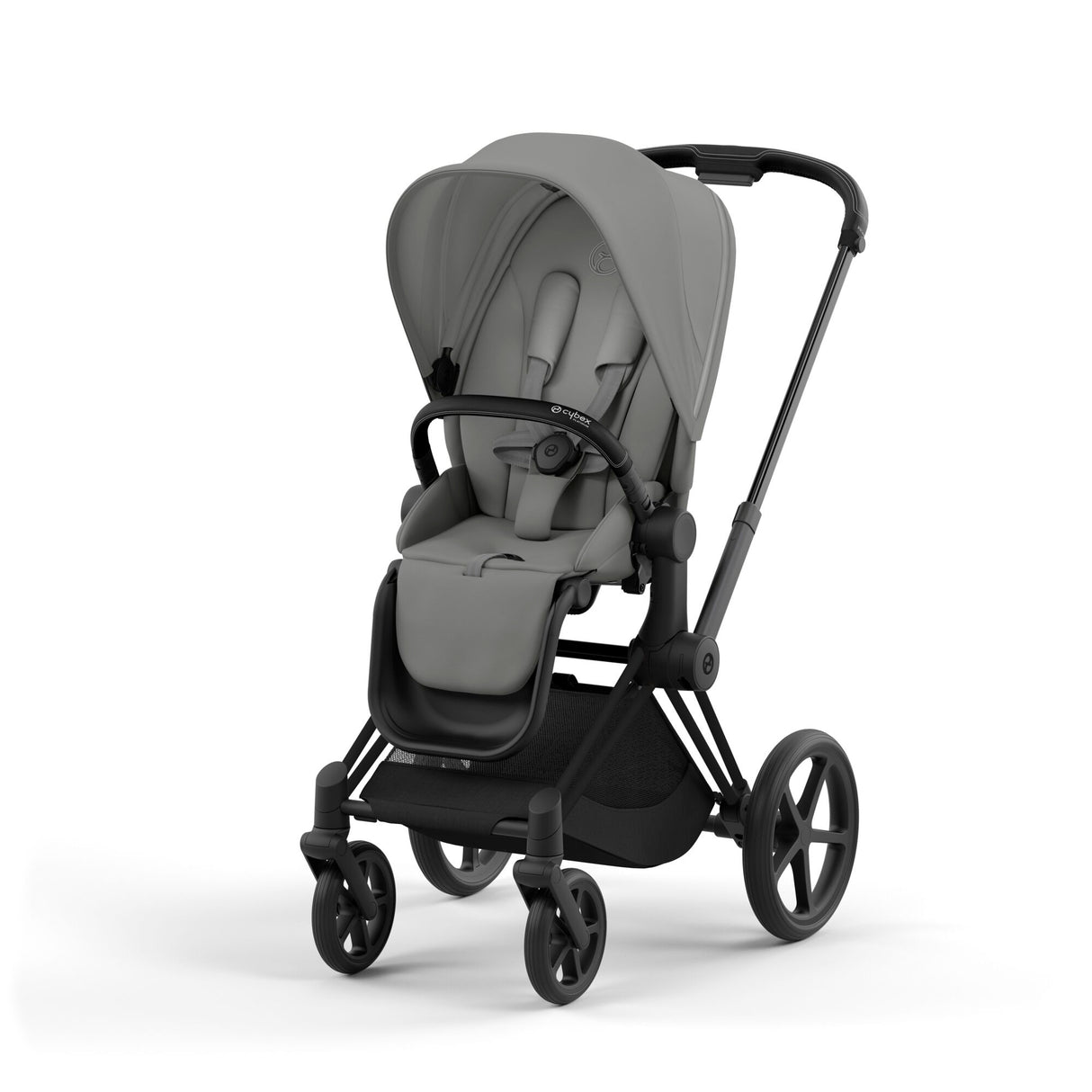 Cybex Priam Travel System with Accessories, Cloud T Car Seat & ISOFIX Base - Mirage Grey / Matt Black Frame