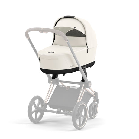 Cybex Priam Travel System with Accessories, Cloud T Car Seat & ISOFIX Base - Off White / Chrome Brown Frame
